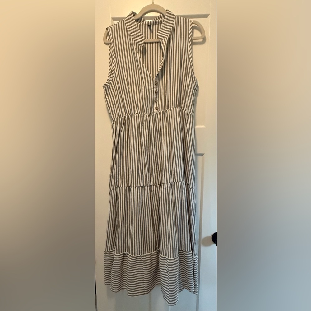 Amazon dark Gray and White Striped Dress
